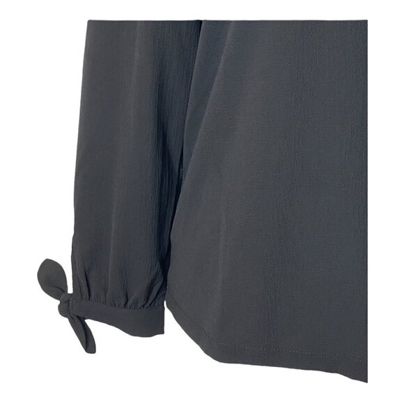 ModCloth Black Ideal Discovery V Neck Long Puff Sleeve Tie Cuffs Blouse Size XXS - Picture 7 of 11